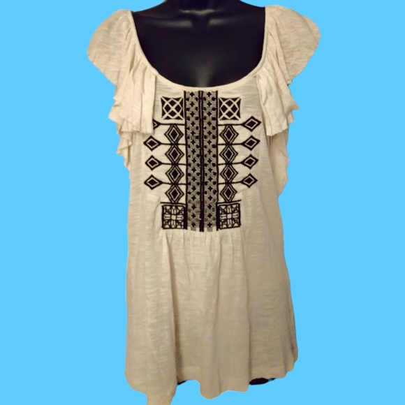 🎆Ecote 🎆 Boho 🎆Flutter Sleeve 🎆Blouse XS - Picture 3 of 12